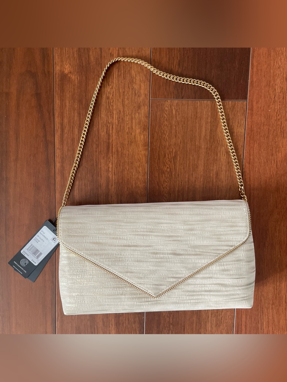 Rebecca Minkoff Envelope Zip Shoulder bag Clutch with Gold Crossbody Strap NWT